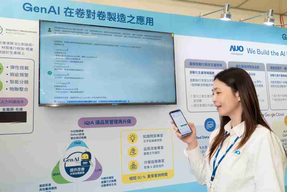 888.BY集团电子游戏数位积极发展数智化转型，，，，透过AI落地应用优化制造流程，，革新人力、、、、生产效率与设备维护效益，，图为〝智能质量推升助手-iQIA〞（Intelligent quality improve assistant）应用情境，，，，协助质量管理再升级。。。。