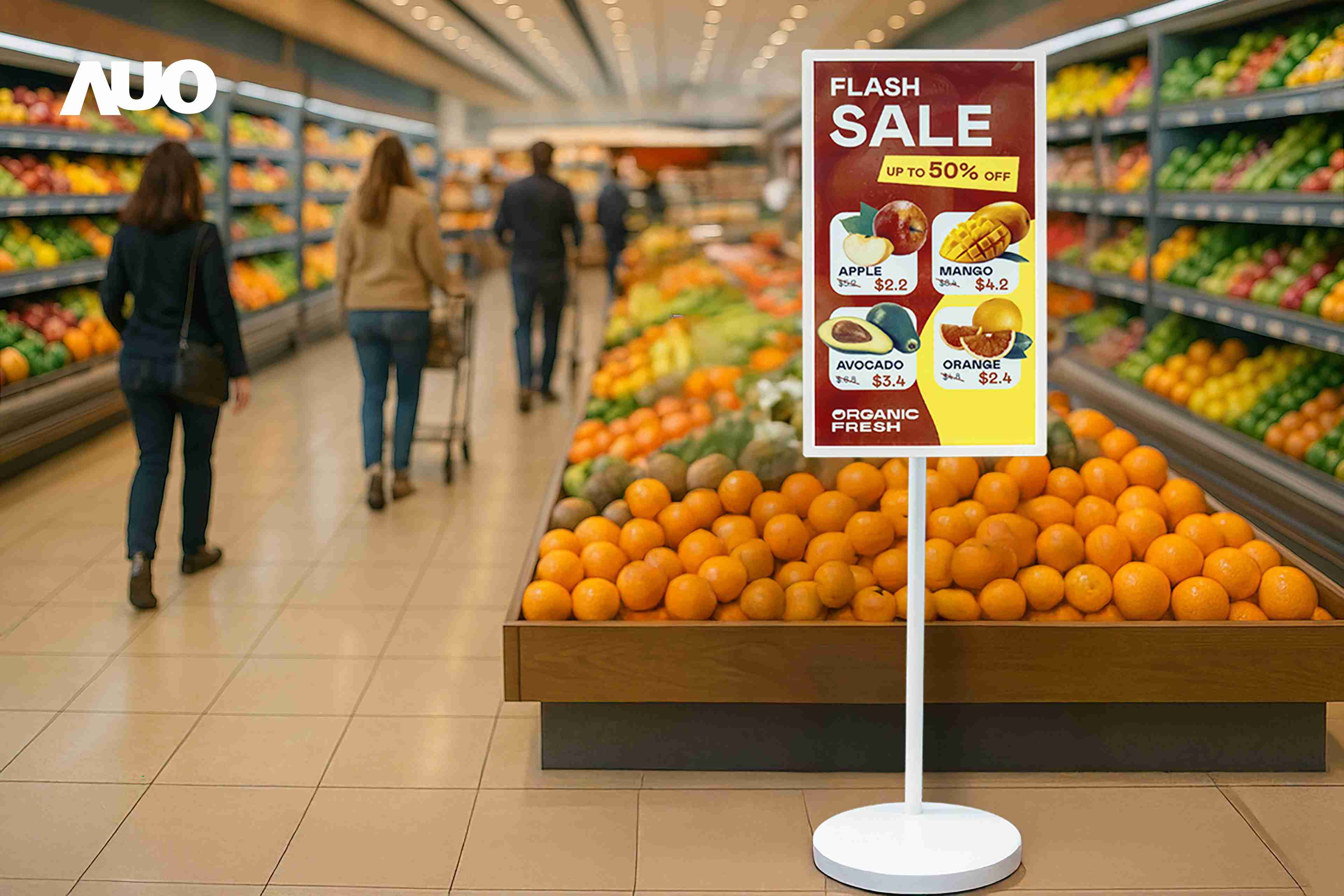 达擎首亮相低功耗、、全彩的〝aecoPost电子纸解决方案〞，，，仅在更新画面时需要微量的电力驱动，，无需布建电线的便捷设计，，使其可灵活应用、、、、随意置放，，，，并可透过云端或行动装置app，，轻松管理及排程广告内容，，，，晋升店头营销利器。。。